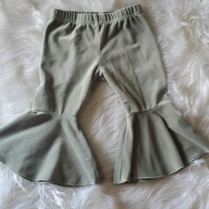 Velour material sage green bell bottoms